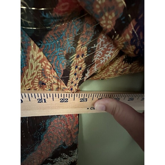 $326 A.L.C. Women Brown Dana Metallic‎ Stripe Long Sleeve Silk Blouse Top Size 4 - Picture 7 of 11